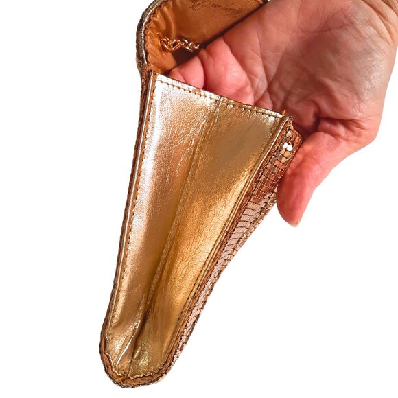 Whiting & Davis Clutch Gold Mesh Purse Evening Bag Detachable Crossbody Chain - Picture 10 of 16